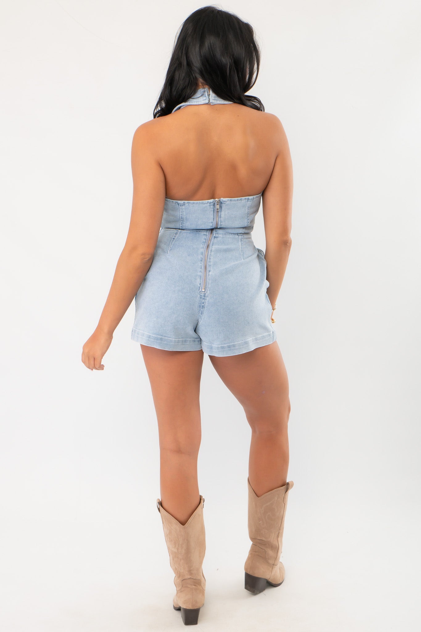 MINKPINK Vintage Blue Olivia Denim Playsuit