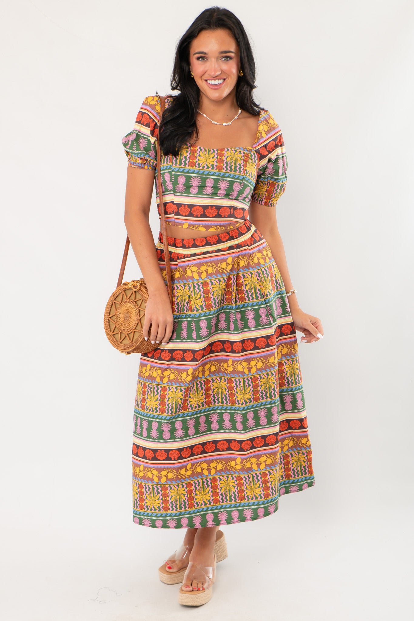 Truly Tropical Printed Midi Skirt