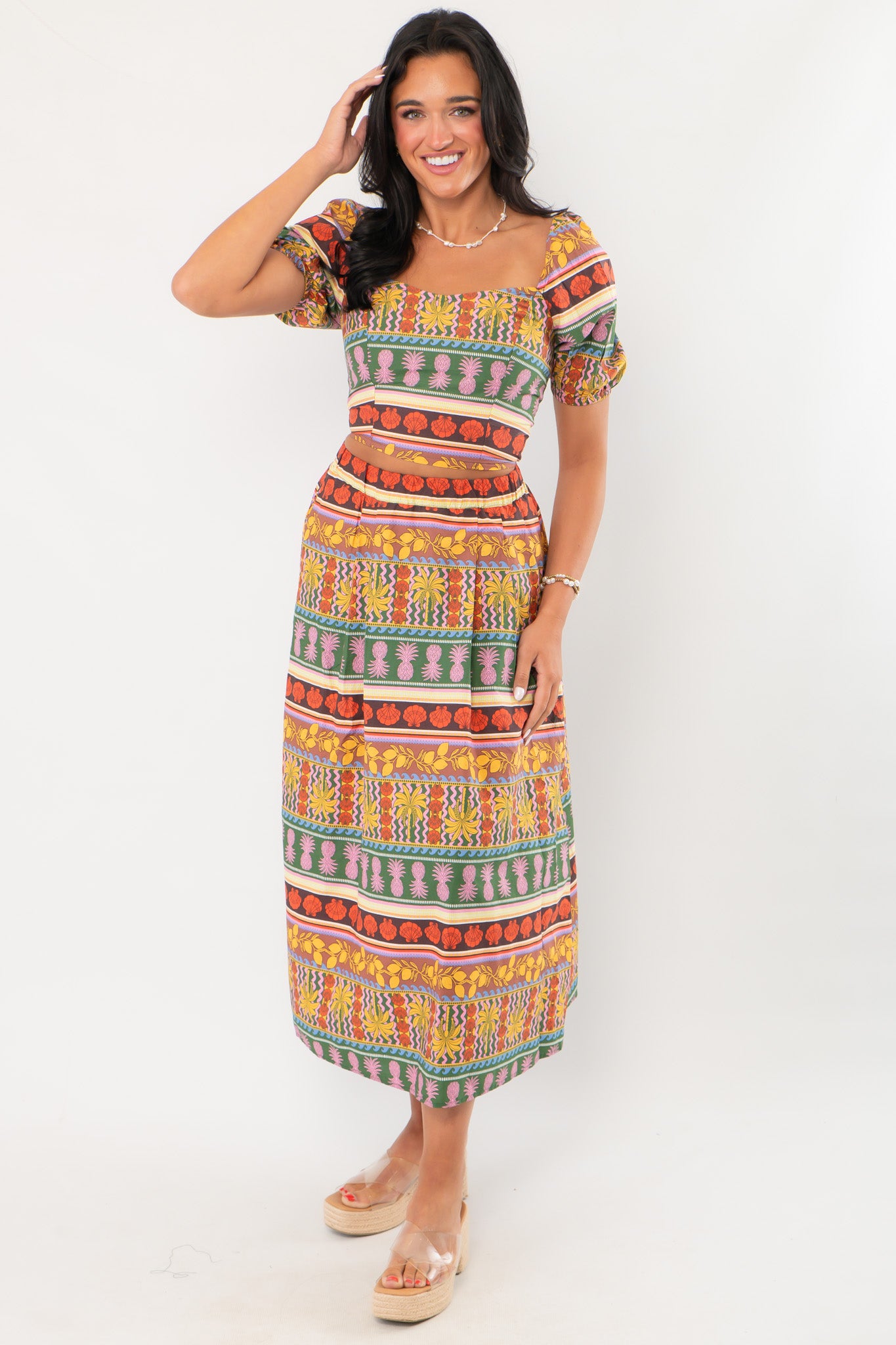 Truly Tropical Printed Midi Skirt