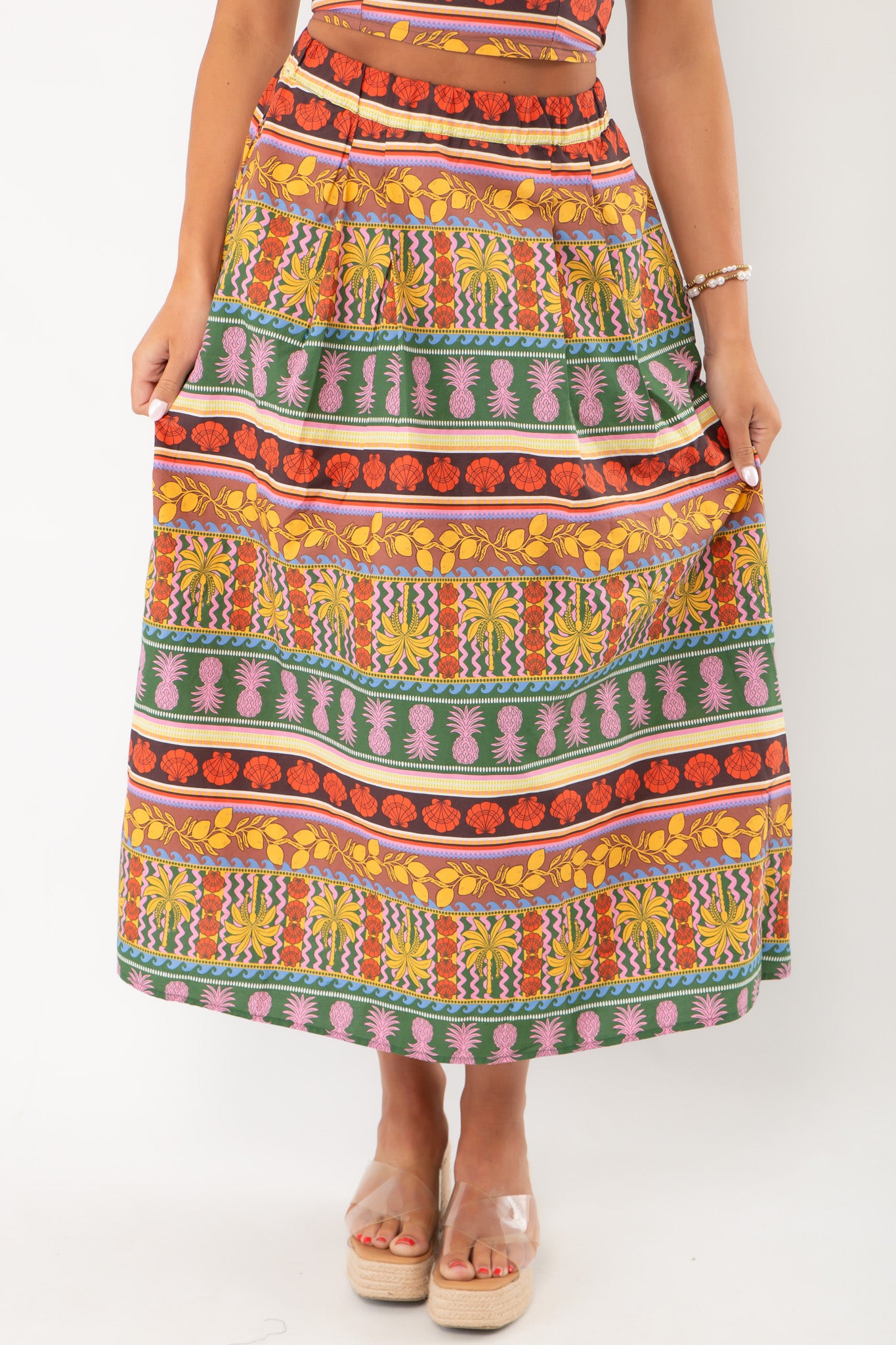 Truly Tropical Printed Midi Skirt