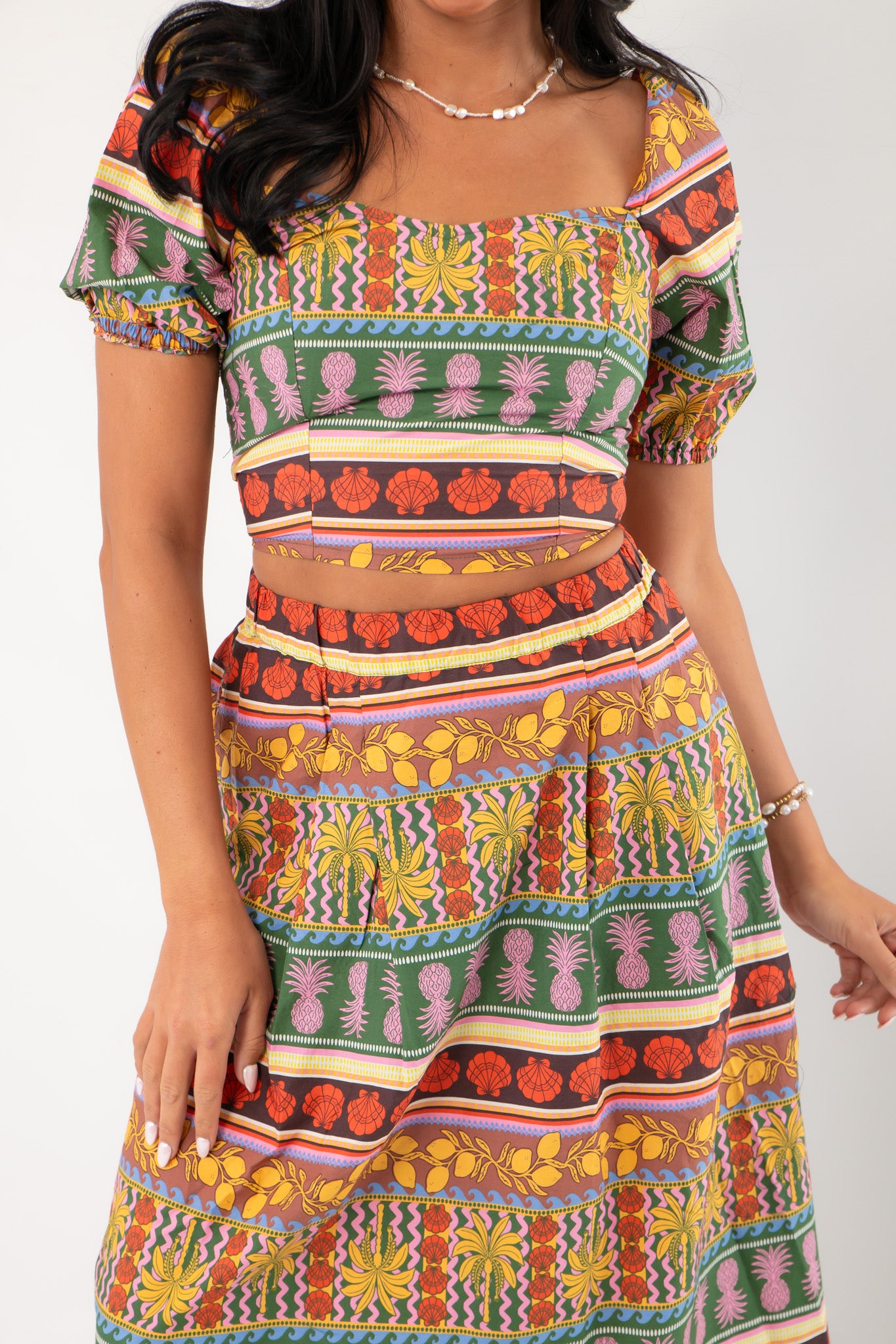 Truly Tropical Puff Sleeve Crop Top