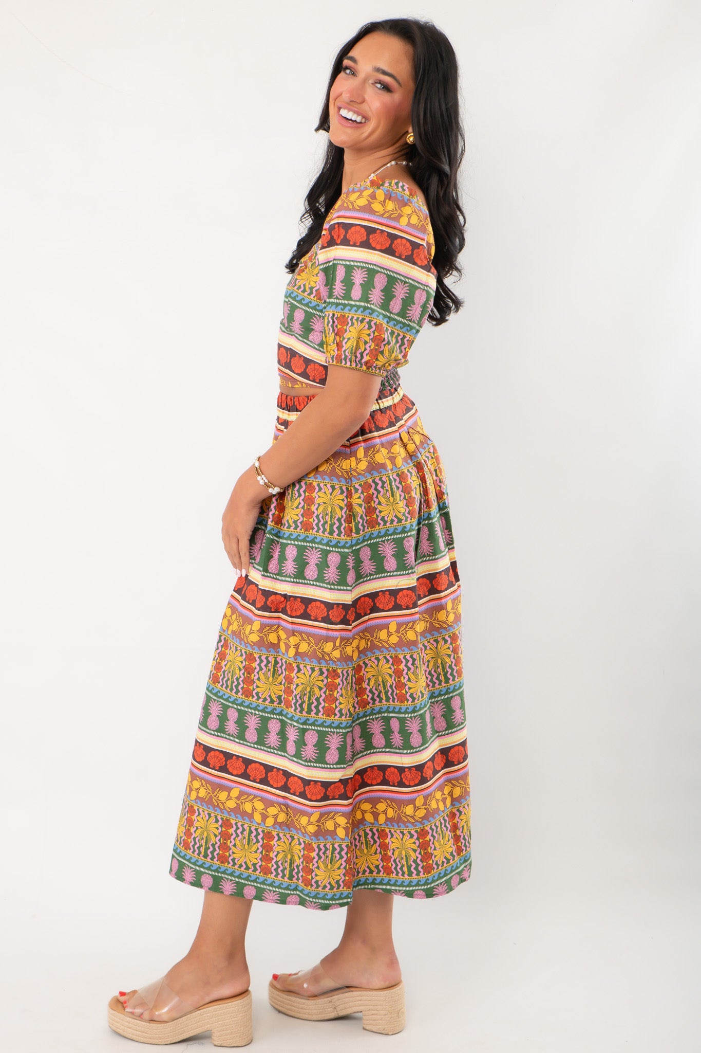 Truly Tropical Printed Midi Skirt