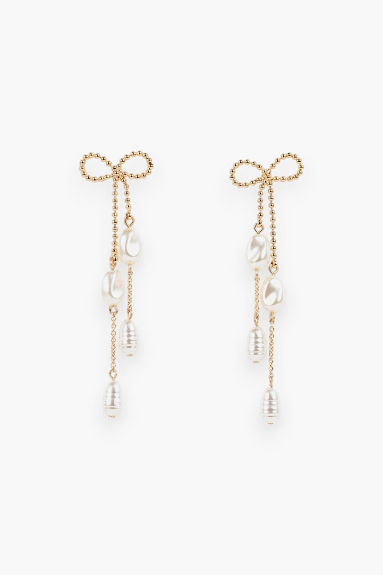 Ses Long Bow Pearl Deco Drop Earrings WM