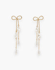Ses Long Bow Pearl Deco Drop Earrings WM