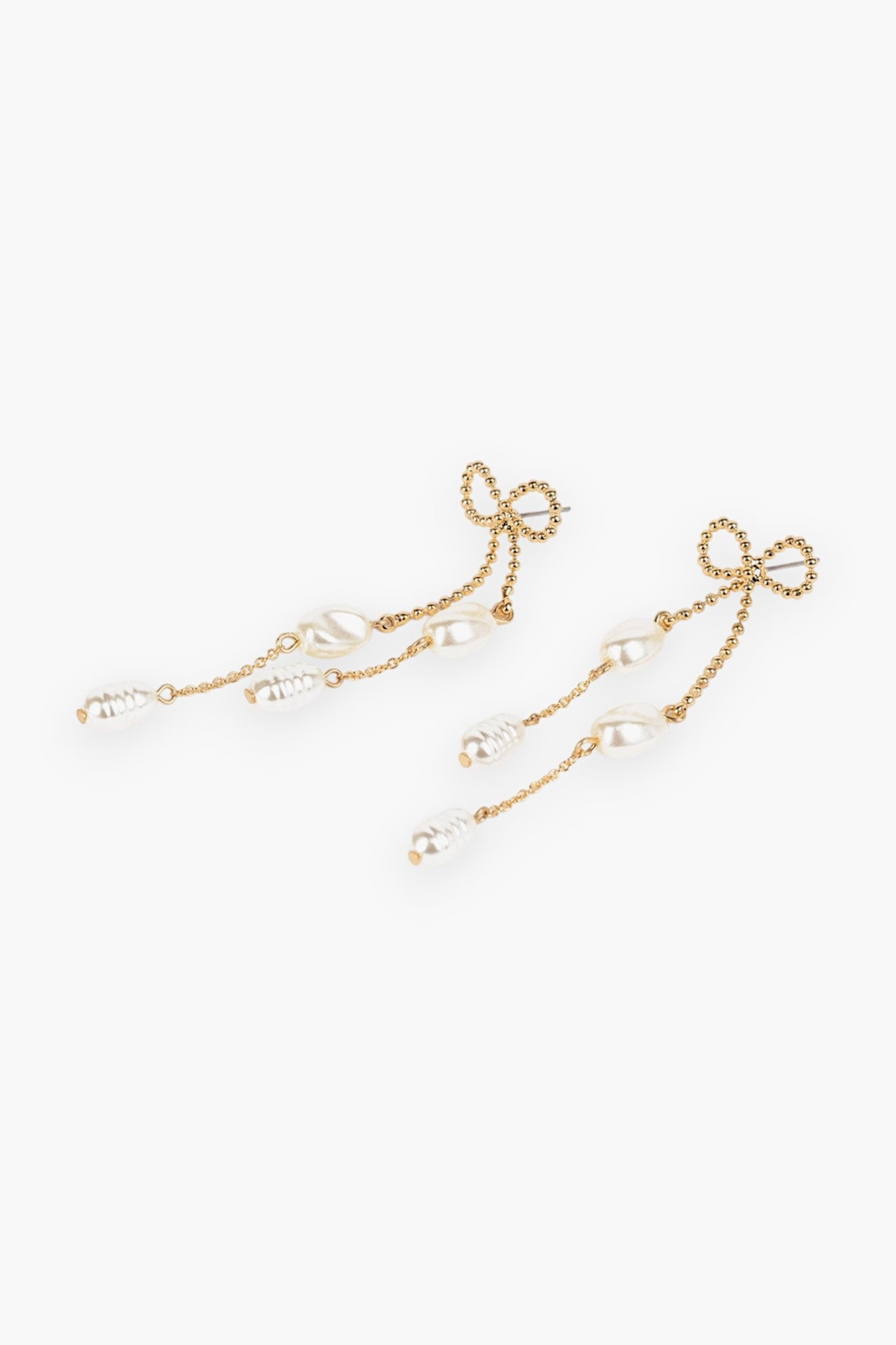 Ses Long Bow Pearl Deco Drop Earrings WM