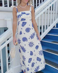 Ocean Breeze Bliss: Conch Tie-Strap Midi Dress
