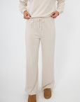 Z Supply Crystal Take All Sweatpant in cream with drawstring waist and relaxed wide-leg fit, ideal for cozy women’s casual wear.