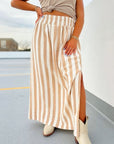 Emma Natural Striped Midi Skirt