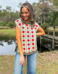Holiday Spirit Green Plaid Sweater Vest