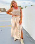 Emma Natural Striped Midi Skirt