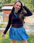 Show Me Your Mumu Mocha Knit Tuck In Sweater
