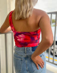 Tell Me About It Floral One Shoulder Rushed Crop Top