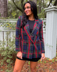 Crystal Pines Navy Plaid Tweed Blazer