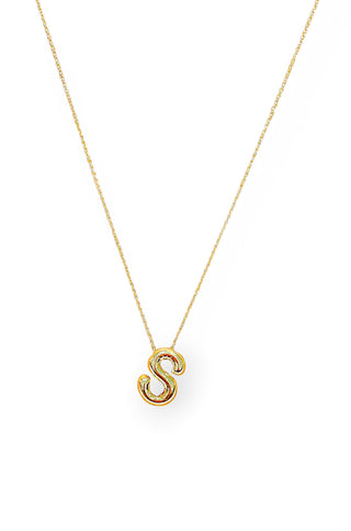 18K Gold Plated Bubble Letter Necklace-Luxe Group-L. Mae Boutique
