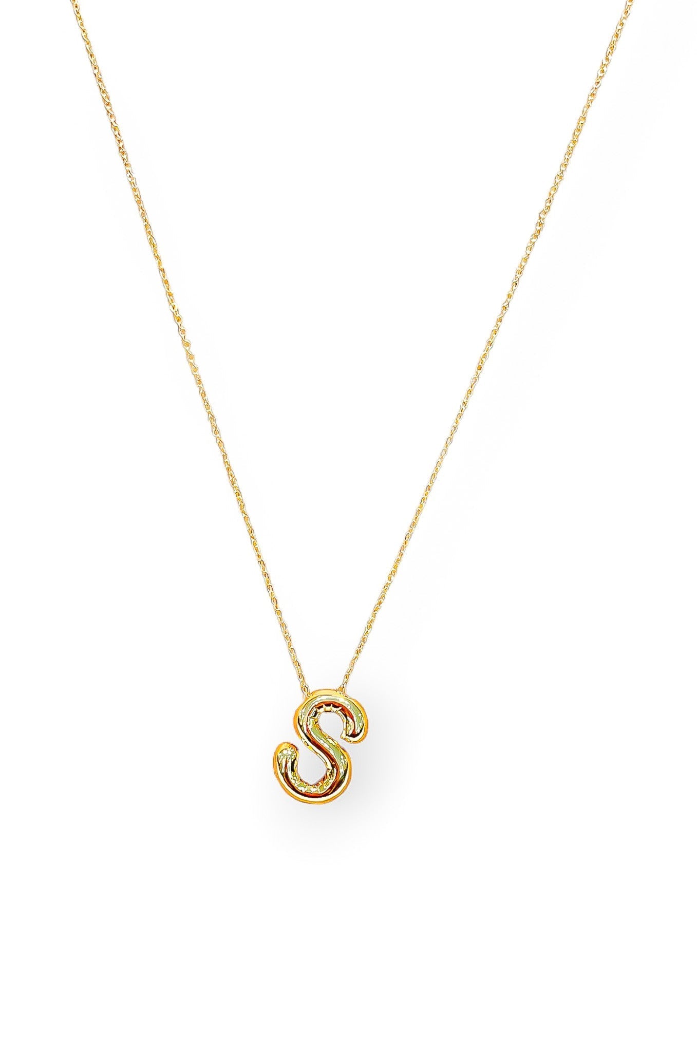 18K Gold Plated Bubble Letter Necklace-Jewelry-Luxe Group-L. Mae Boutique &amp; Wild Mabel Clothing