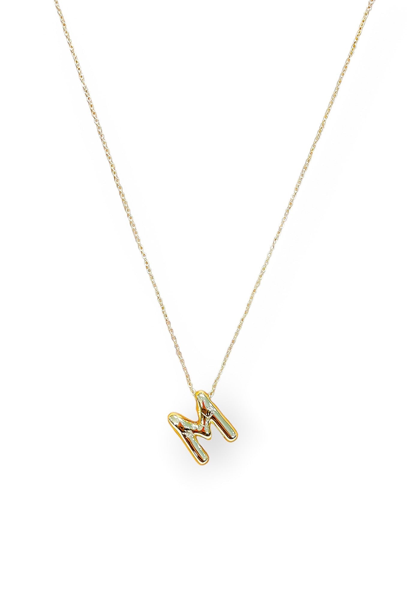 18K Gold Plated Bubble Letter Necklace-Jewelry-Luxe Group-L. Mae Boutique &amp; Wild Mabel Clothing