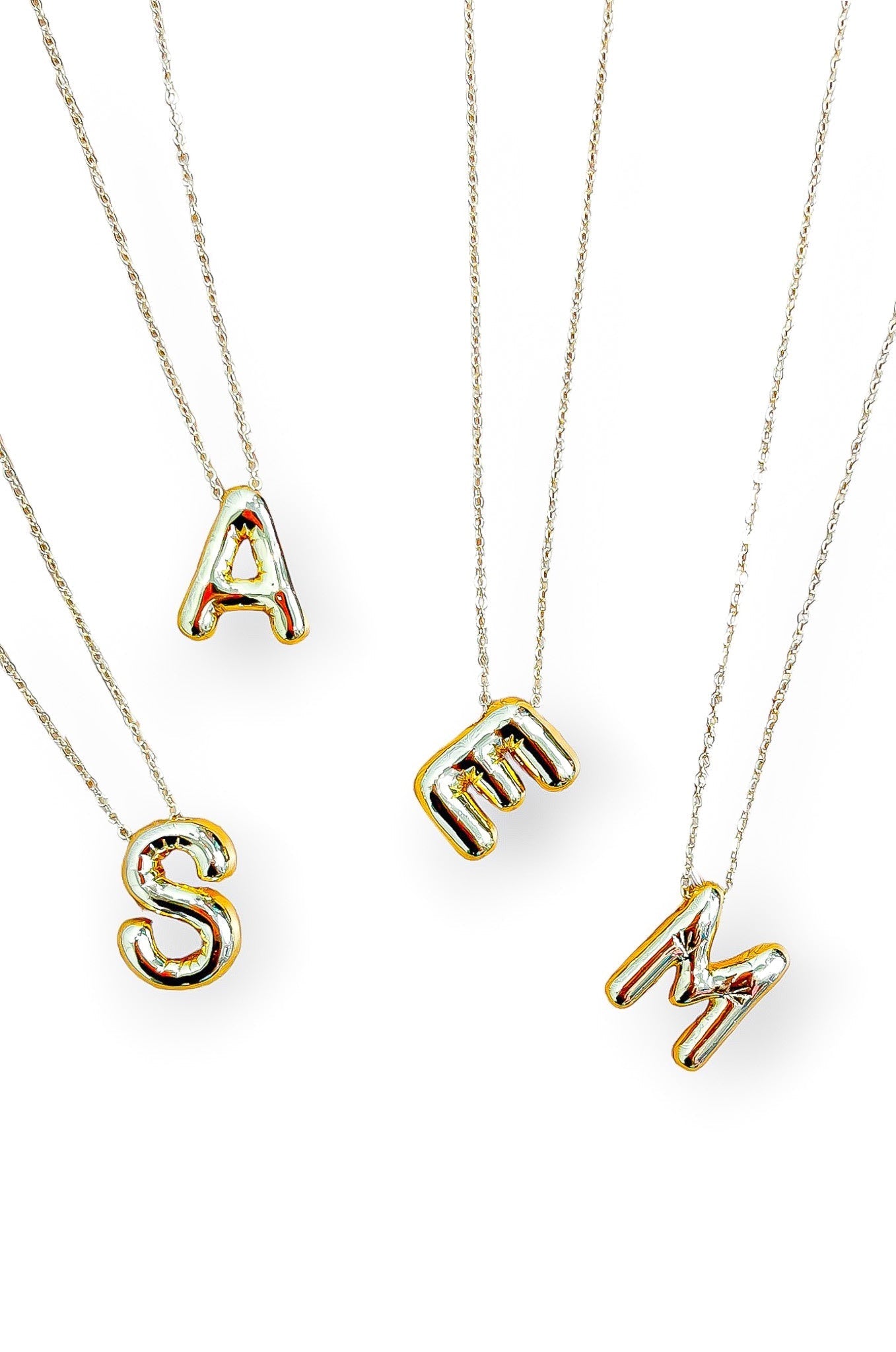 18K Gold Plated Bubble Letter Necklace-Jewelry-Luxe Group-L. Mae Boutique & Wild Mabel Clothing