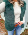 Frosted Pine Green Faux Fur Vest