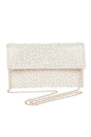 Pearl Studded Envelope Clutch Bag