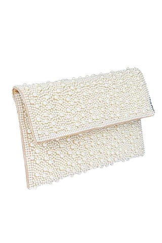 Pearl Studded Envelope Clutch Bag