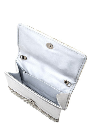 Pearl Studded Rhinestone Handle Clutch Bag