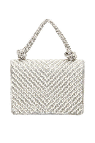 Pearl Studded Rhinestone Handle Clutch Bag