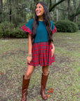 Mistletoe Moment Tartan Plaid Babydoll Dress