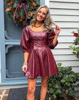 Bordeaux Bliss Faux Leather Dress