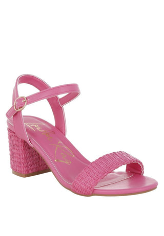 Vibrant Raffia Block Heel Sandals