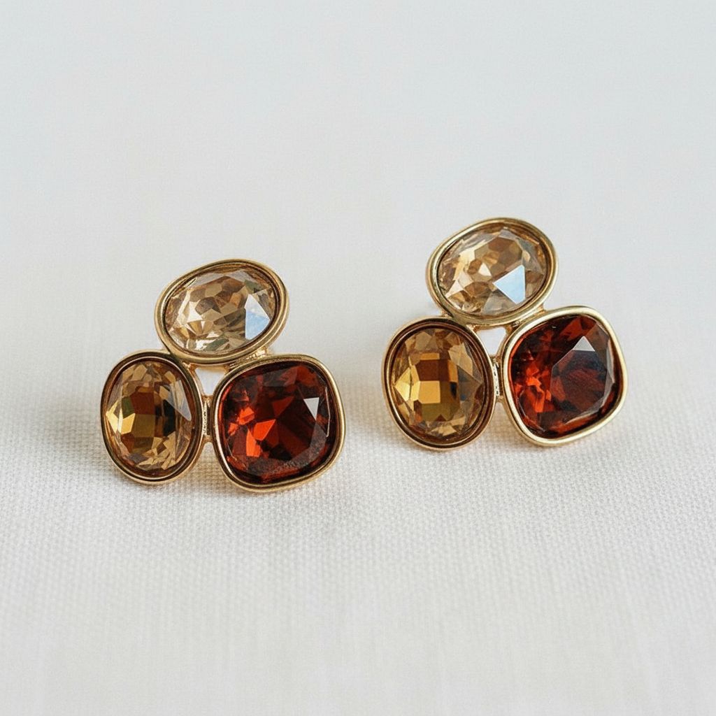 Unique geometric gemstone stud earrings for fall
Lightweight gemstone earrings for everyday wear
