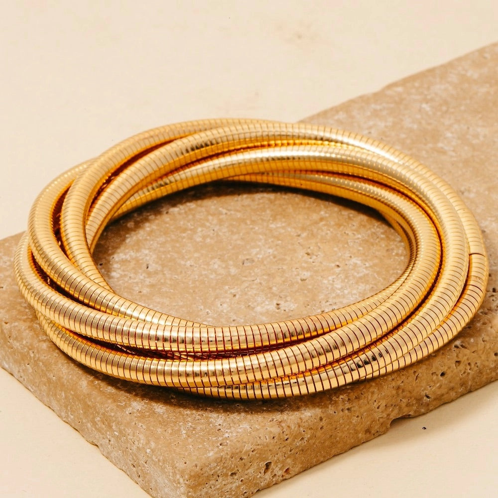 Gold Coil Bracelet Set