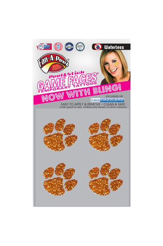 Clemson Paw Glittery Face Temporary Tattoos-Fanapeel-L. Mae Boutique
