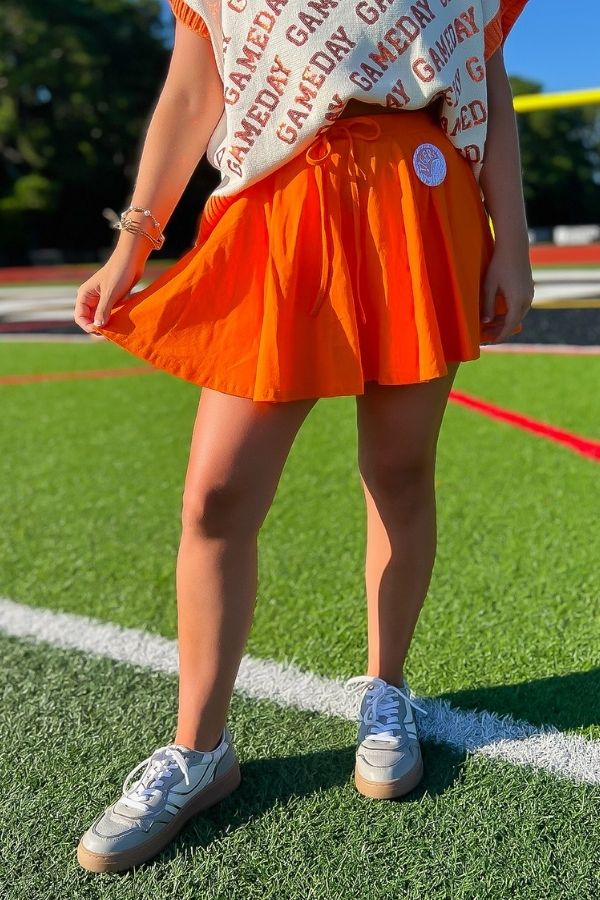 Stadium Days Orange Flowy Skort