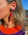 Gameday Orange & Purple Football Earrings