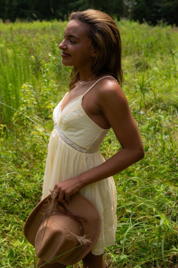 Hometown Girl Yellow Lace Trim Dress