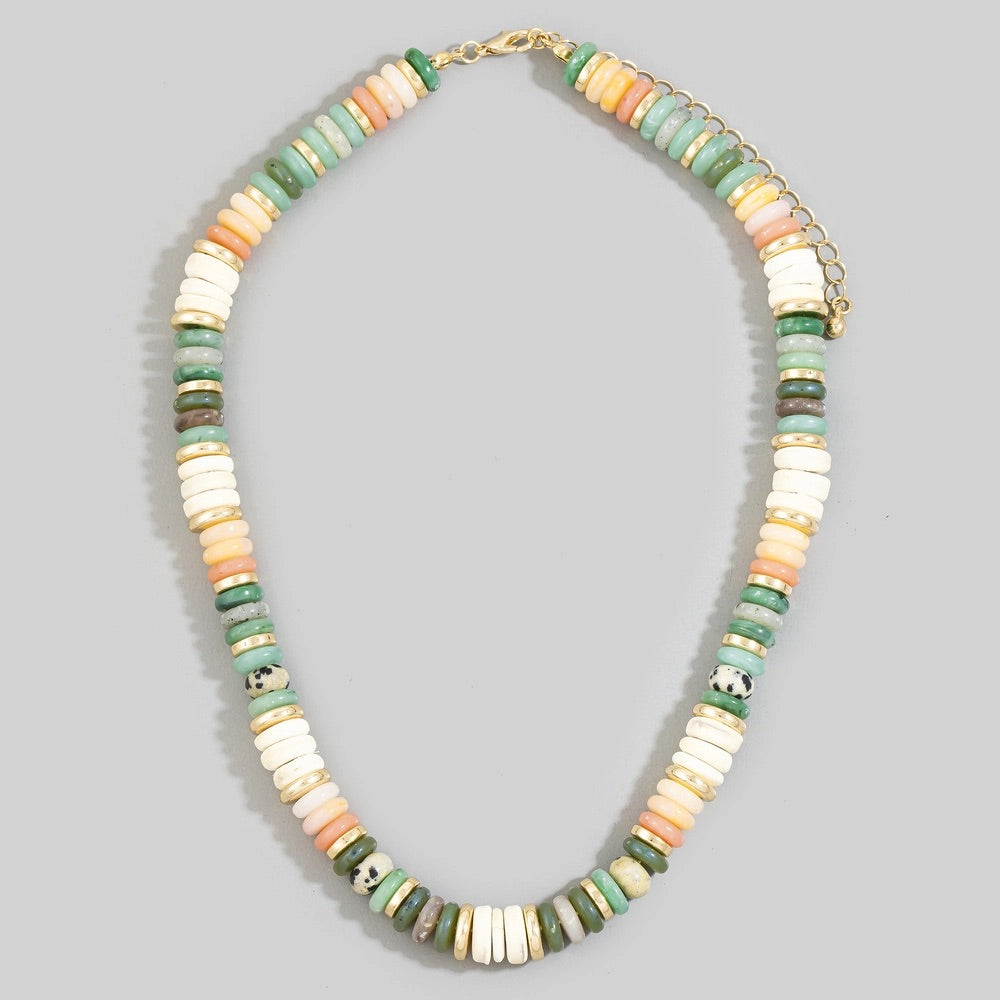 Ana Green/Orange Multi Beaded Necklace
