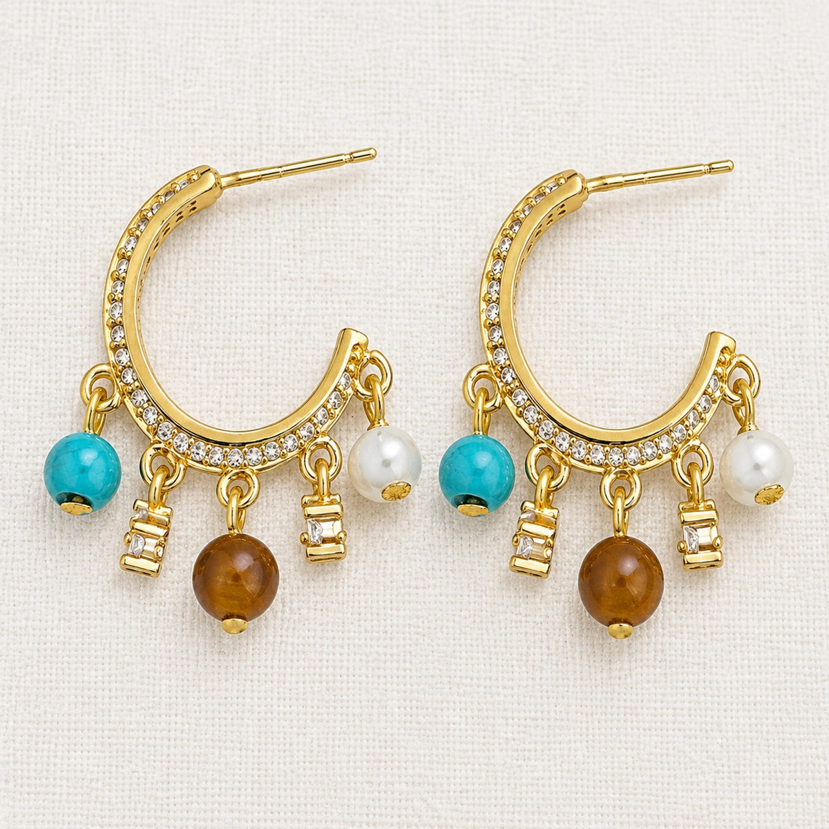 Talisman Beaded Huggie Hoops