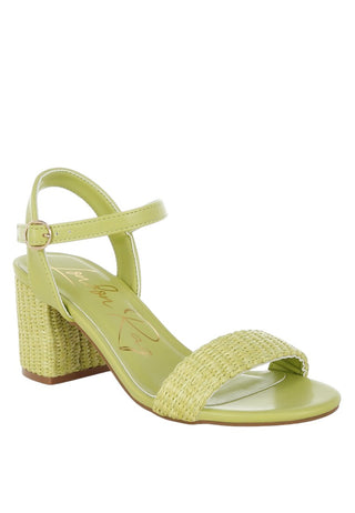 Vibrant Raffia Block Heel Sandals