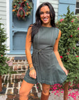 Charlie Belted A-Line Evergreen Mini Dress