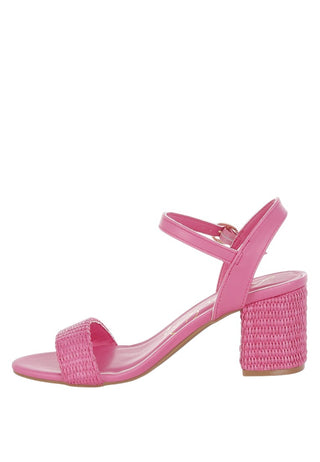 Vibrant Raffia Block Heel Sandals