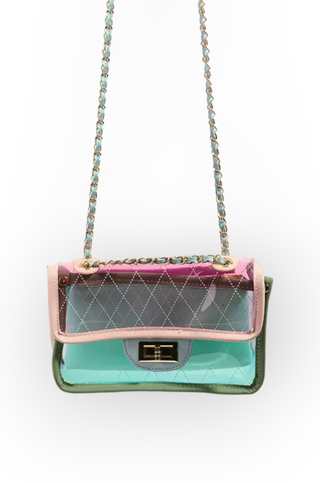 Icon Pink & Green Clear Purse-Fame Accessories-L. Mae Boutique
