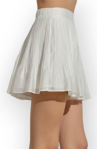 Adventures Ahead White Pleated High-Waisted Shorts-Do + Be-L. Mae Boutique