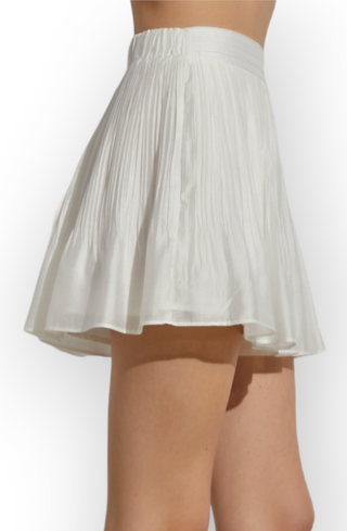 Adventures Ahead White Pleated High-Waisted Shorts-Bottoms-Do + Be-L. Mae Boutique & Wild Mabel Clothing