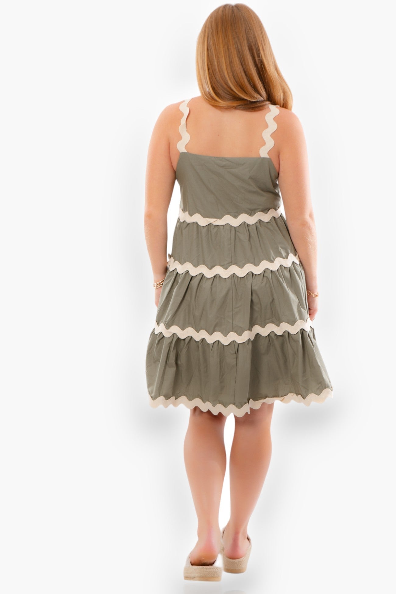 Alara Cream &amp; Olive Ric-Rac Dress-Dresses-Entro-L. Mae Boutique &amp; Wild Mabel Clothing