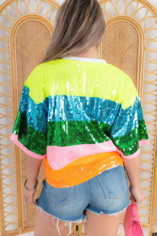 All The Drama Stripe Sequin Top-Tops-MainStrip-L. Mae Boutique & Wild Mabel Clothing