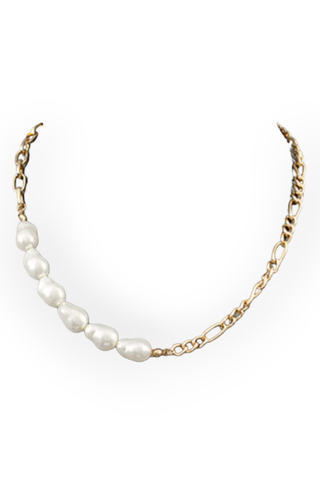All the Glam Pearl Chain Link Necklace-Golden Stella-L. Mae Boutique
