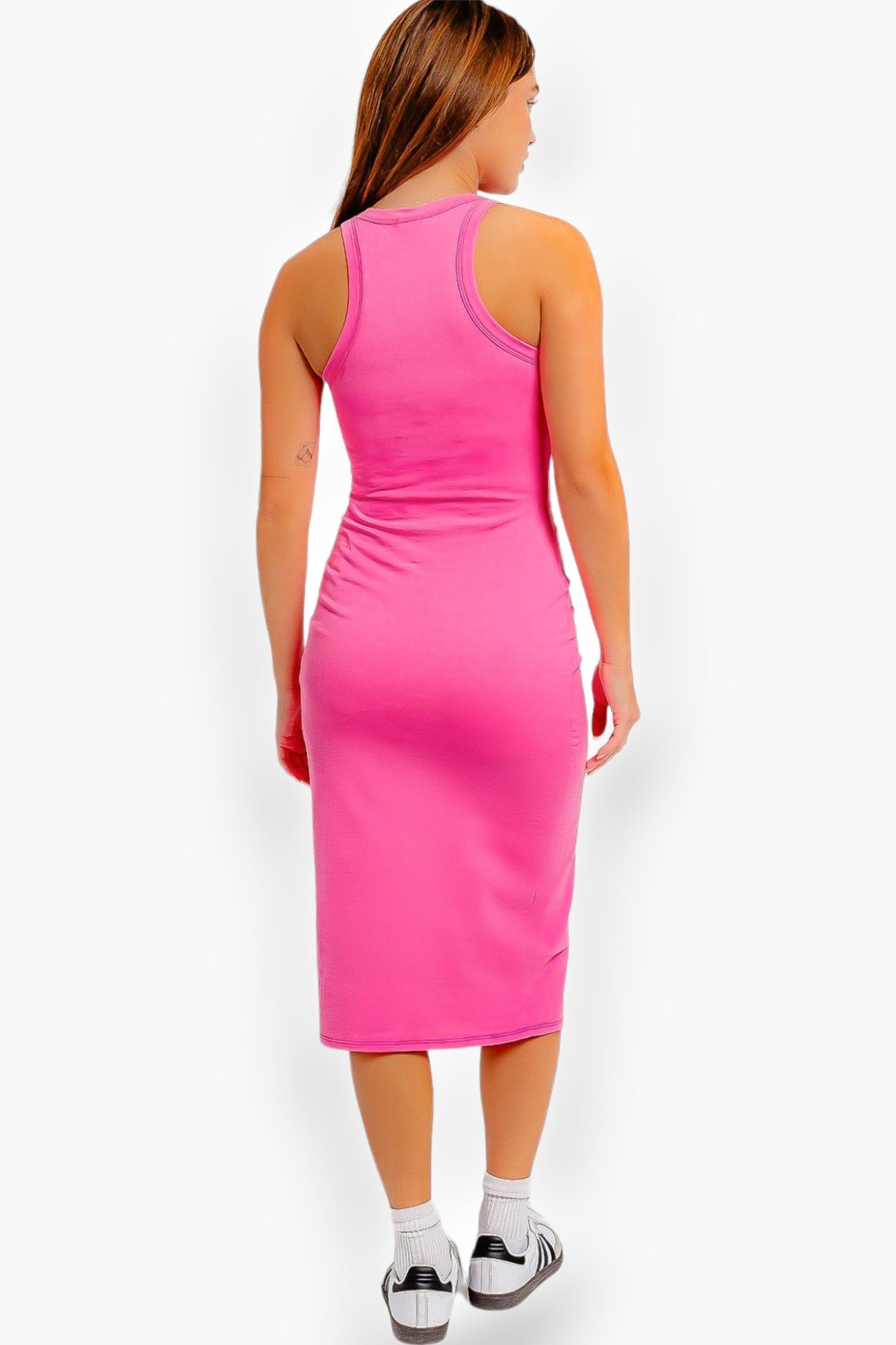 Angie Hot Pink Racer Back Midi Dress-Dresses-Le Lis-L. Mae Boutique & Wild Mabel Clothing