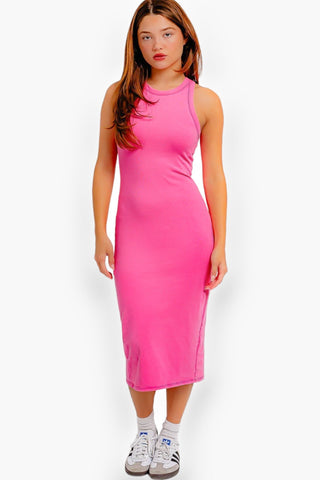 Angie Hot Pink Racer Back Midi Dress-Dresses-Le Lis-L. Mae Boutique & Wild Mabel Clothing