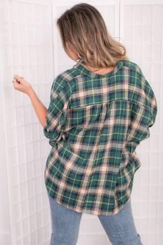 Apple Picking Green Plaid Button Up Flannel-Tops-day + moon-L. Mae Boutique & Wild Mabel Clothing