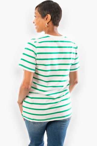 As The Day Goes Green Striped Short Sleeve Tee-Tops-Vine & Love-L. Mae Boutique & Wild Mabel Clothing